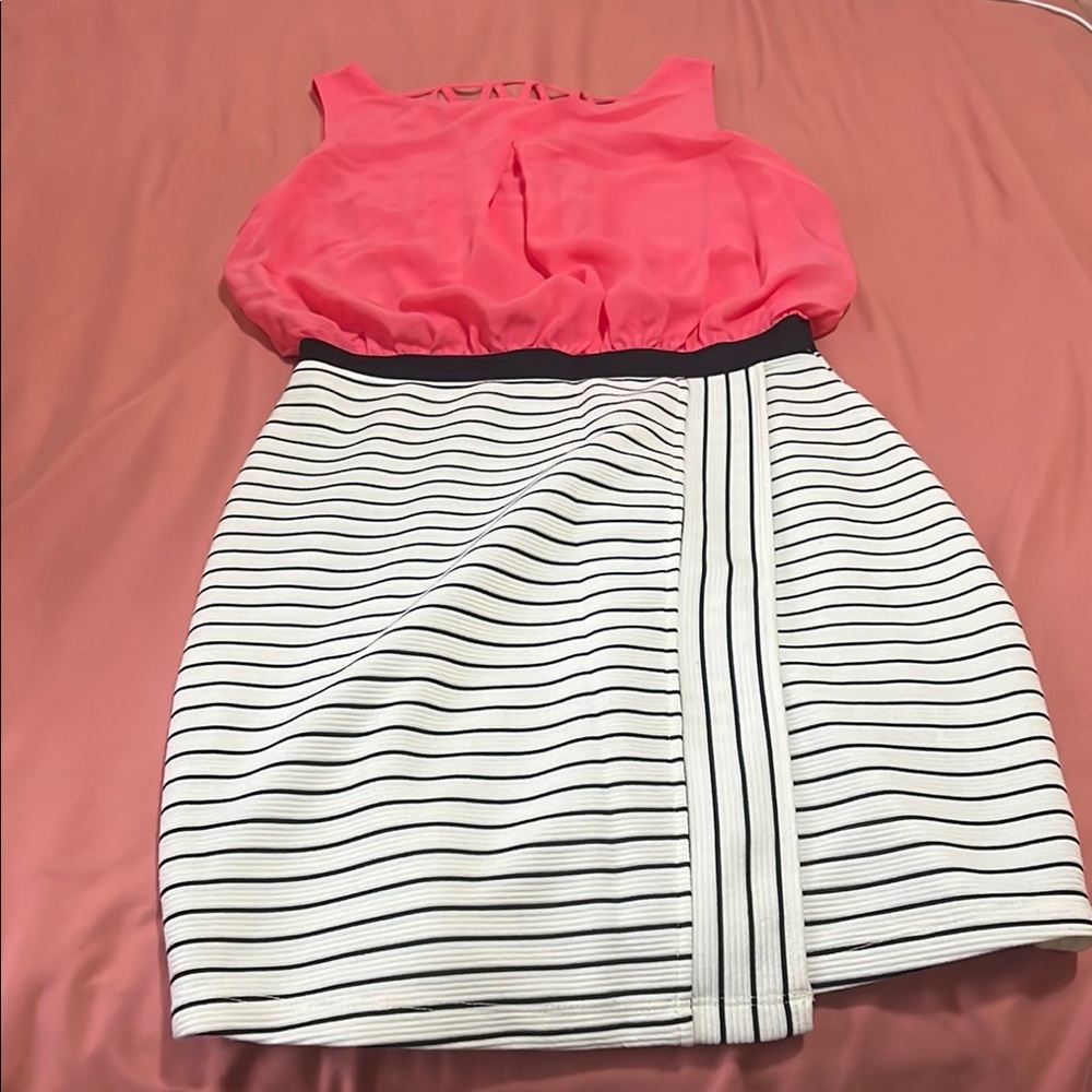 Chic Pink and Black Striped Skirt